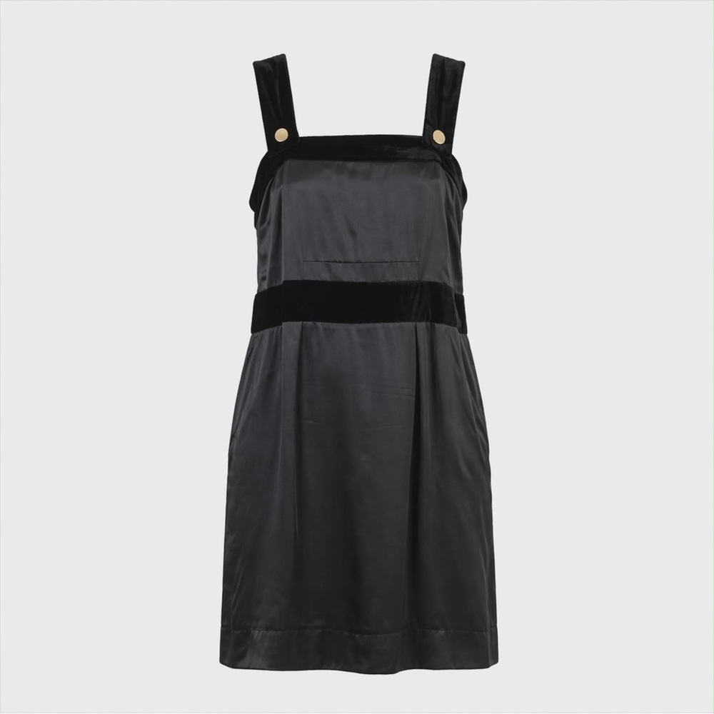 NWOT.  Size 8. See By Chloe black silky dress with black velvet bow-back detail